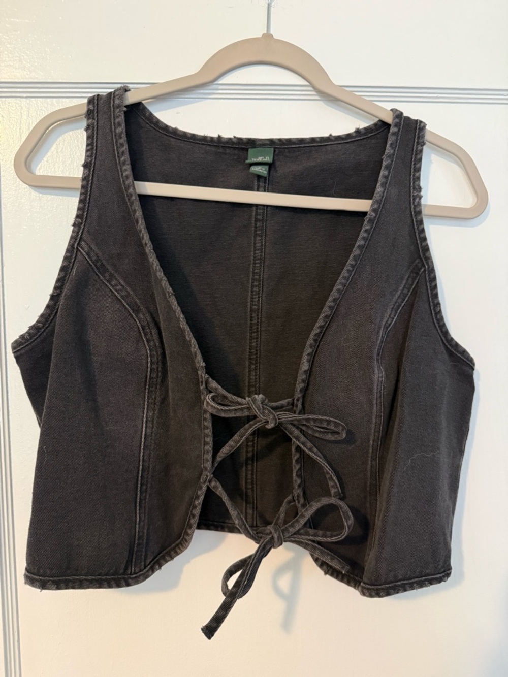 wild fable Black Washed Tie-Front Denim Vest Tank